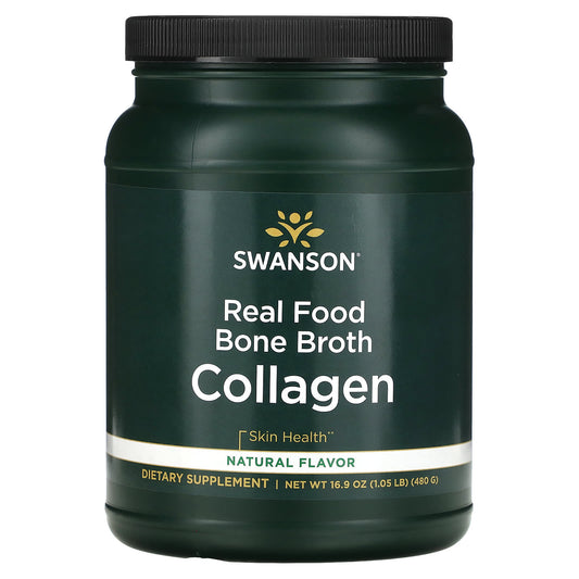 Swanson, Real Food Bone Broth Collagen, Natural, 1.05 lbs (480 g) - Image 1