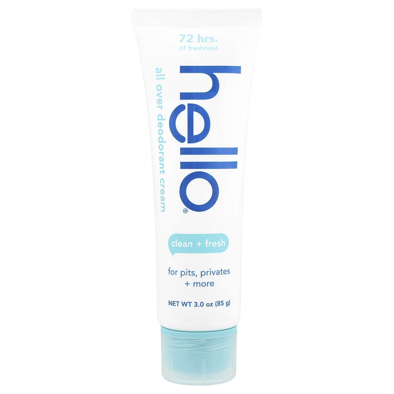 Natural Deodorant Cream for Sensitive Skin, Clean + Fresh, 3 oz (85g) by Hello - Image 1
