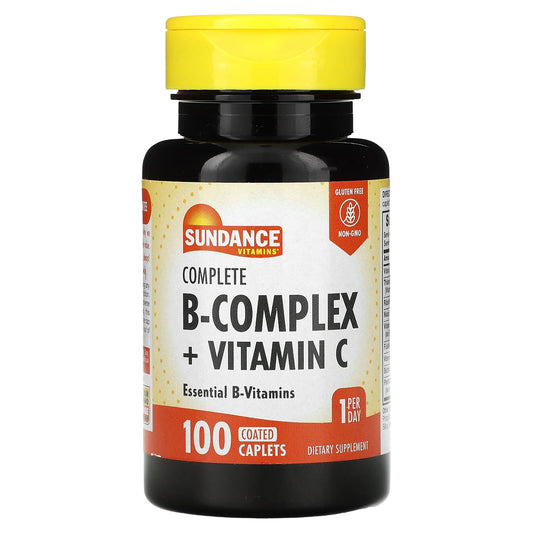 Sundance Vitamins, Complete B-Complex + Vitamin C, 100 Coated Caplets - Image 1