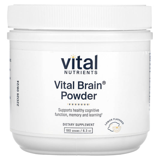 Vital Nutrients, Vital Brain Powder, Lemon, 6.3 oz (180 g) - Image 1