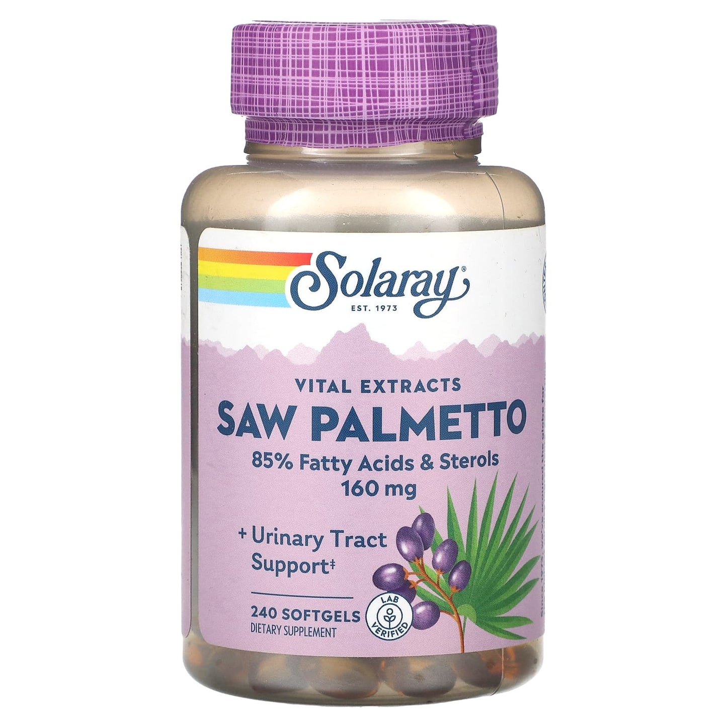 Solaray, Vital Extracts, Saw Palmetto, 160 mg, 240 Softgels - Image 1