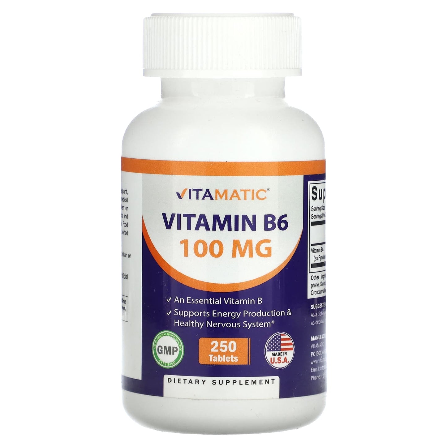Vitamatic, Vitamin B6 , 100 mg , 250 Tablets - Image 1