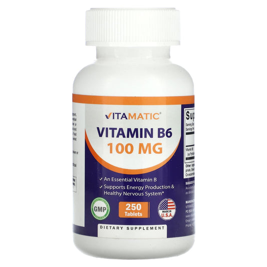 Vitamatic, Vitamin B6 , 100 mg , 250 Tablets - Image 1
