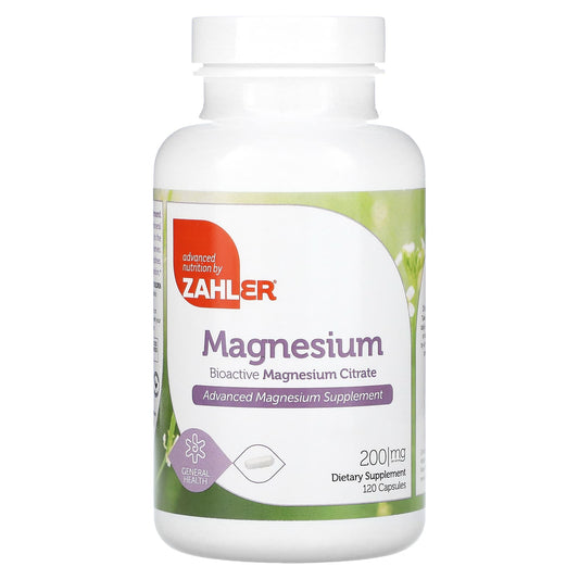 Zahler, Magnesium, Bioactive Magnesium Citrate, 200 mg, 120 Capsules - Image 1