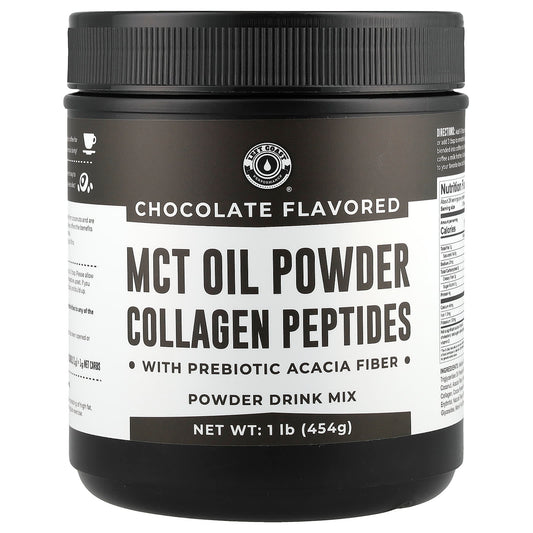 Left Coast Performance, MCT Oil Powder Collagen Peptides with Prebiotic Acacia Fiber, Chocolate, 1 lb (454 g) - Image 1