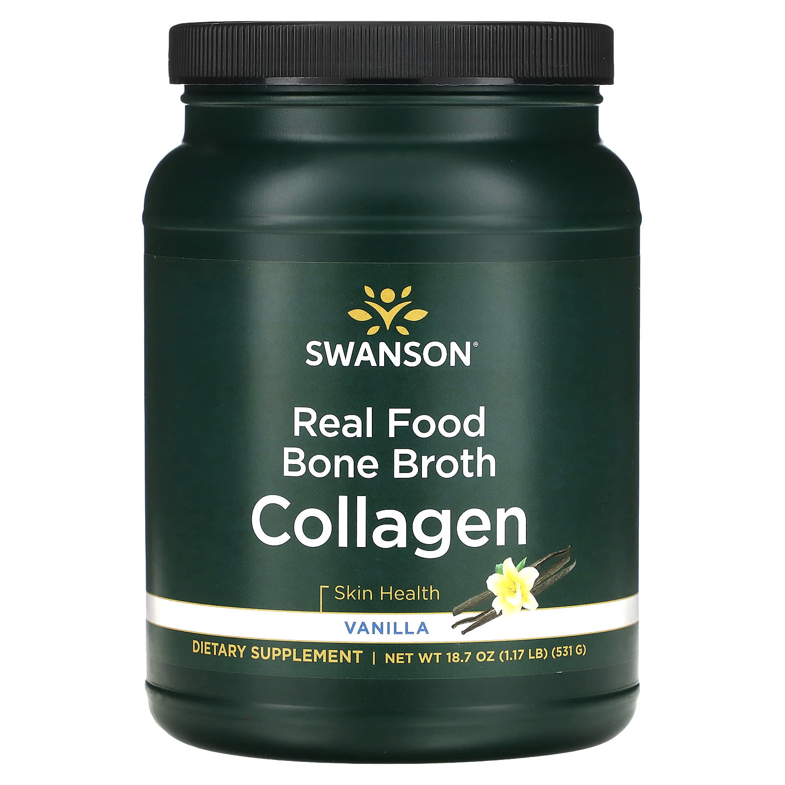 Swanson, Real Food Bone Broth Collagen, Vanilla, 1.17 lb (531 g) - Image 1