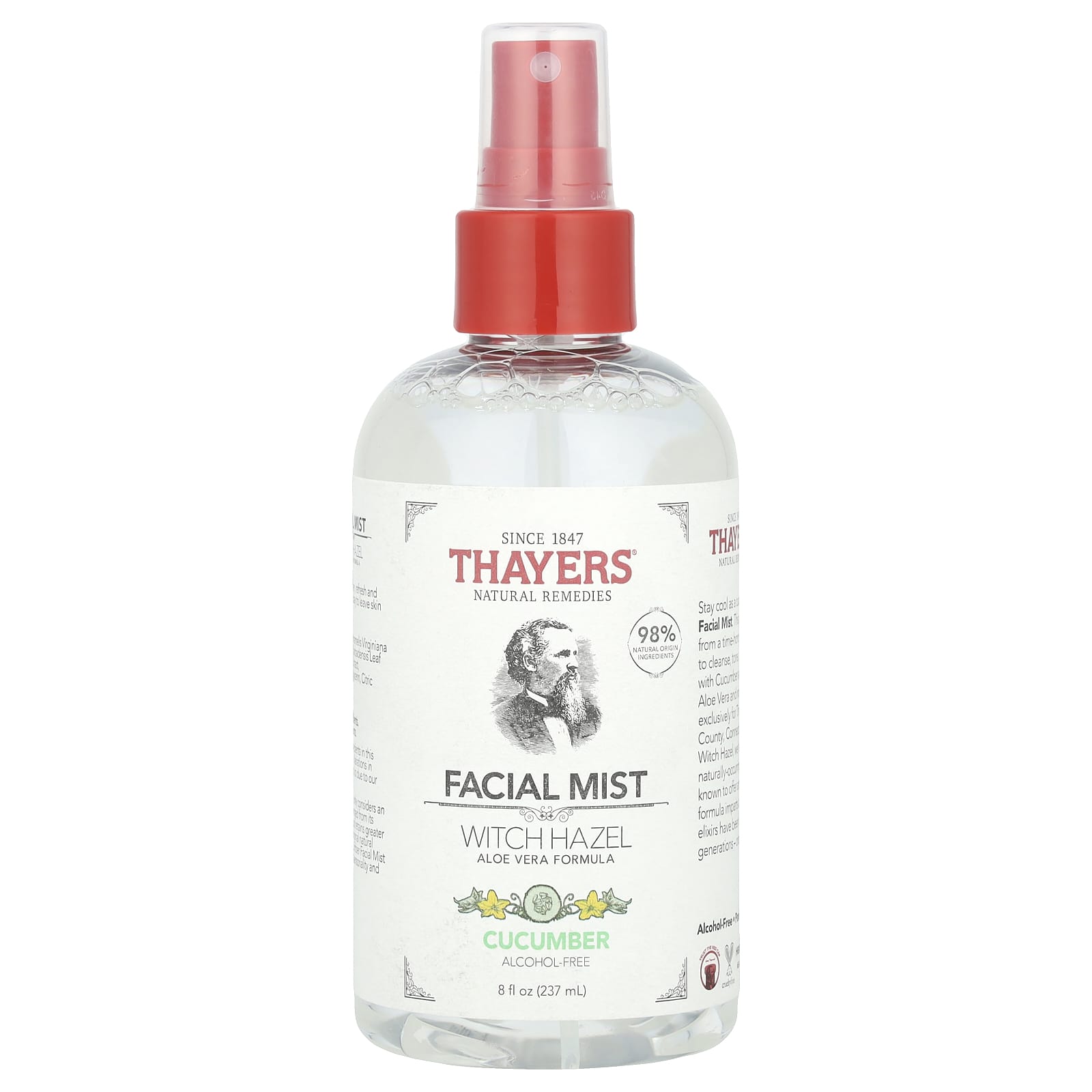 Thayers, Witch Hazel Facial Mist, Alcohol-Free, Cucumber, 8 fl oz (237 ml) - Image 1