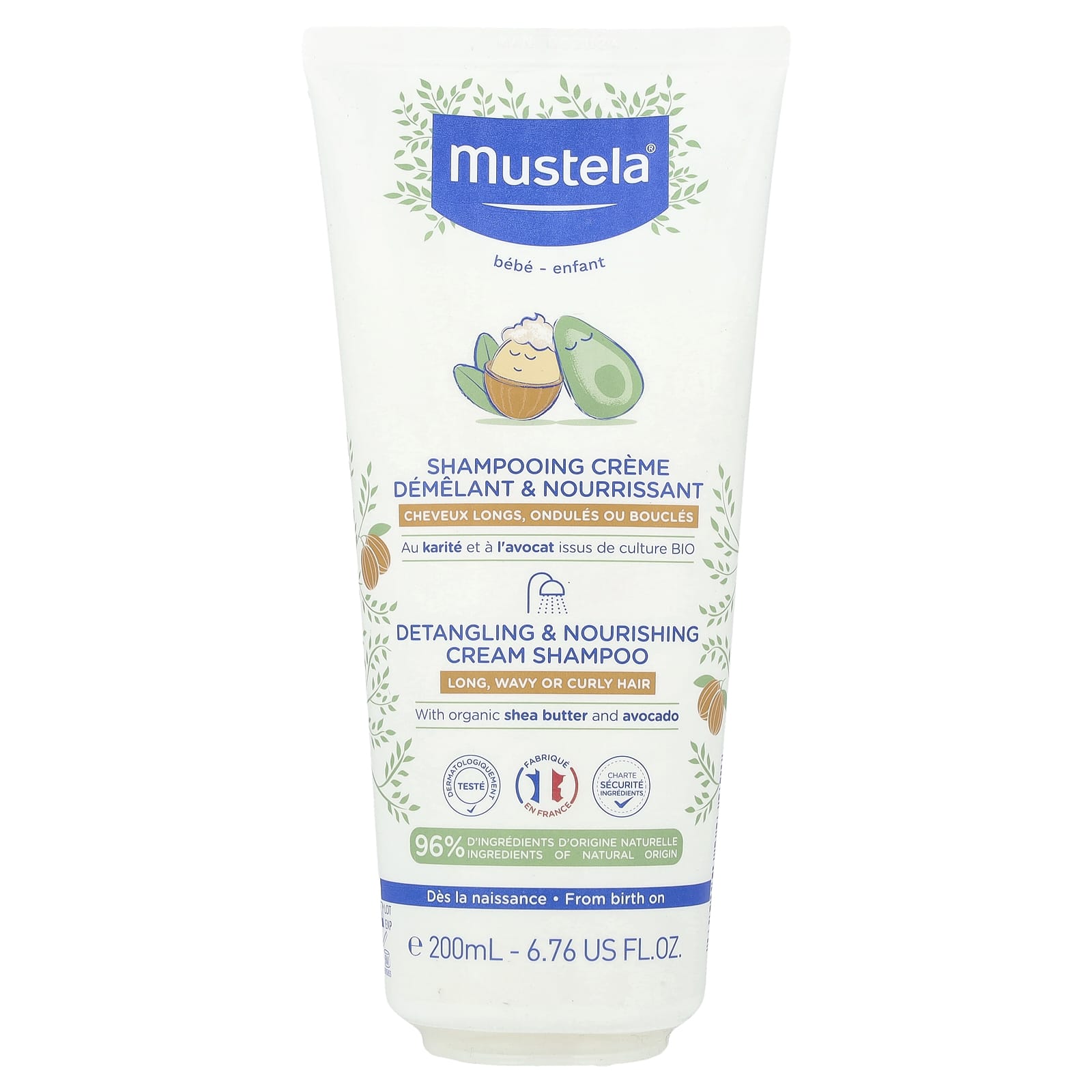 Mustela, Baby, Detangling & Nourishing Cream Shampoo, Long, Wavy or Curly Hair, 6.76 fl oz (200 ml) - Image 1
