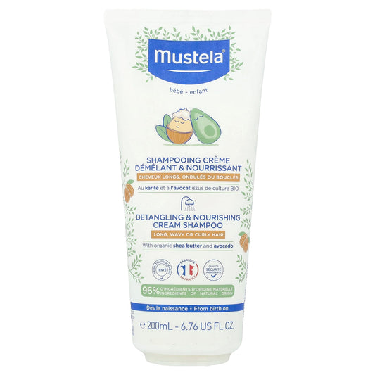 Mustela, Baby, Detangling & Nourishing Cream Shampoo, Long, Wavy or Curly Hair, 6.76 fl oz (200 ml) - Image 1