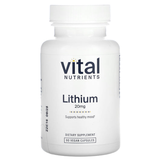 Vital Nutrients, Lithium , 20 mg , 90 Vegan Capsules - Image 1