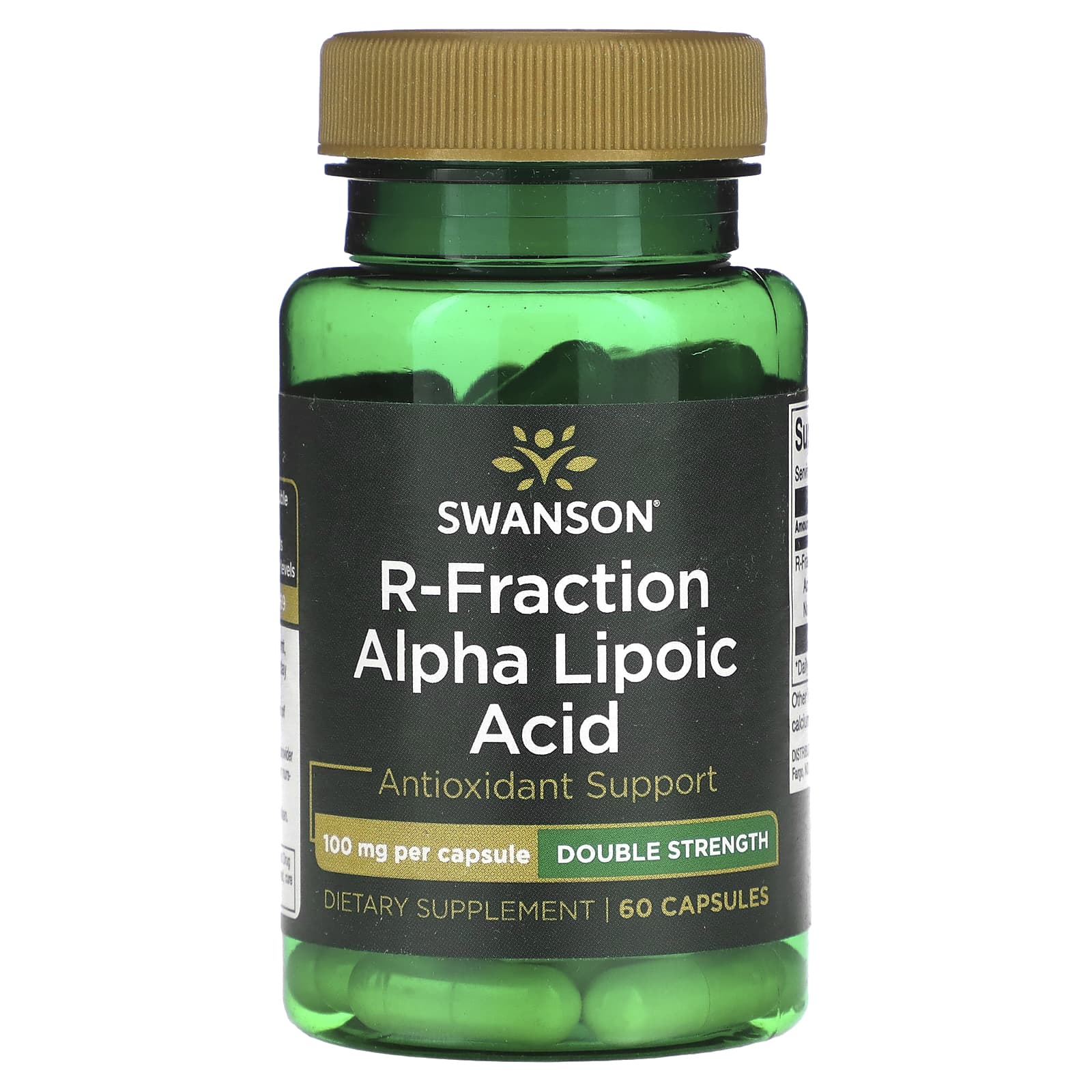 Swanson, R-Fraction Alpha Lipoic Acid, Double Strength, 100 mg, 60 Capsules - Image 1