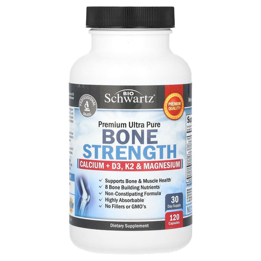 BioSchwartz Premium Ultra Pure Bone Strength Support - Calcium, D3, K2 & Magnesium - Image 1