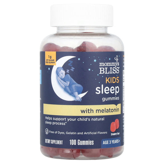 Mommy's Bliss, Kids Sleep Gummies With Melatonin, Ages 3 Years+, Strawberry, 1 mg, 100 Gummies - Image 1