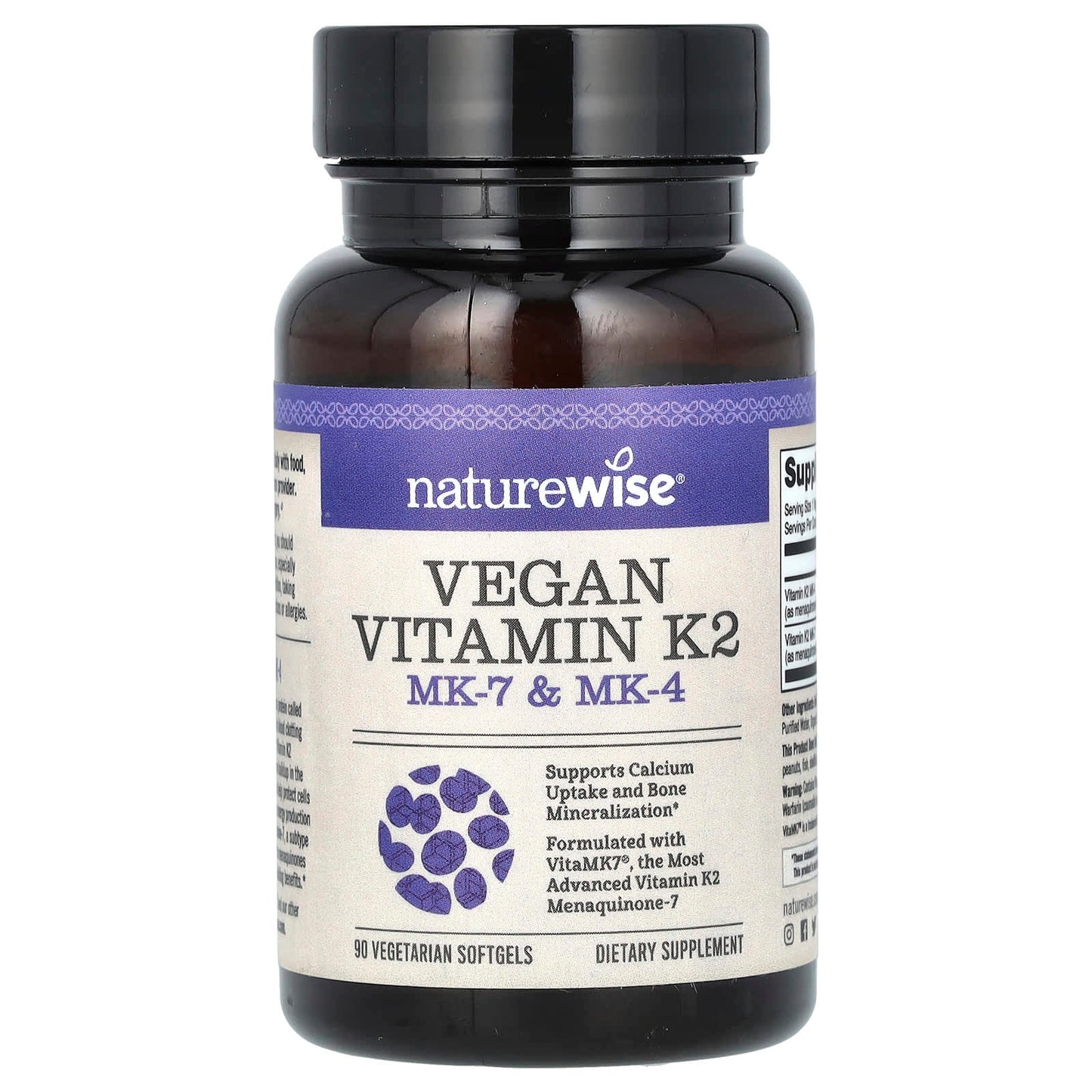 NatureWise, Vegan Vitamin K2, MK-7 & MK-4, 90 Vegetarian Softgels - Image 1