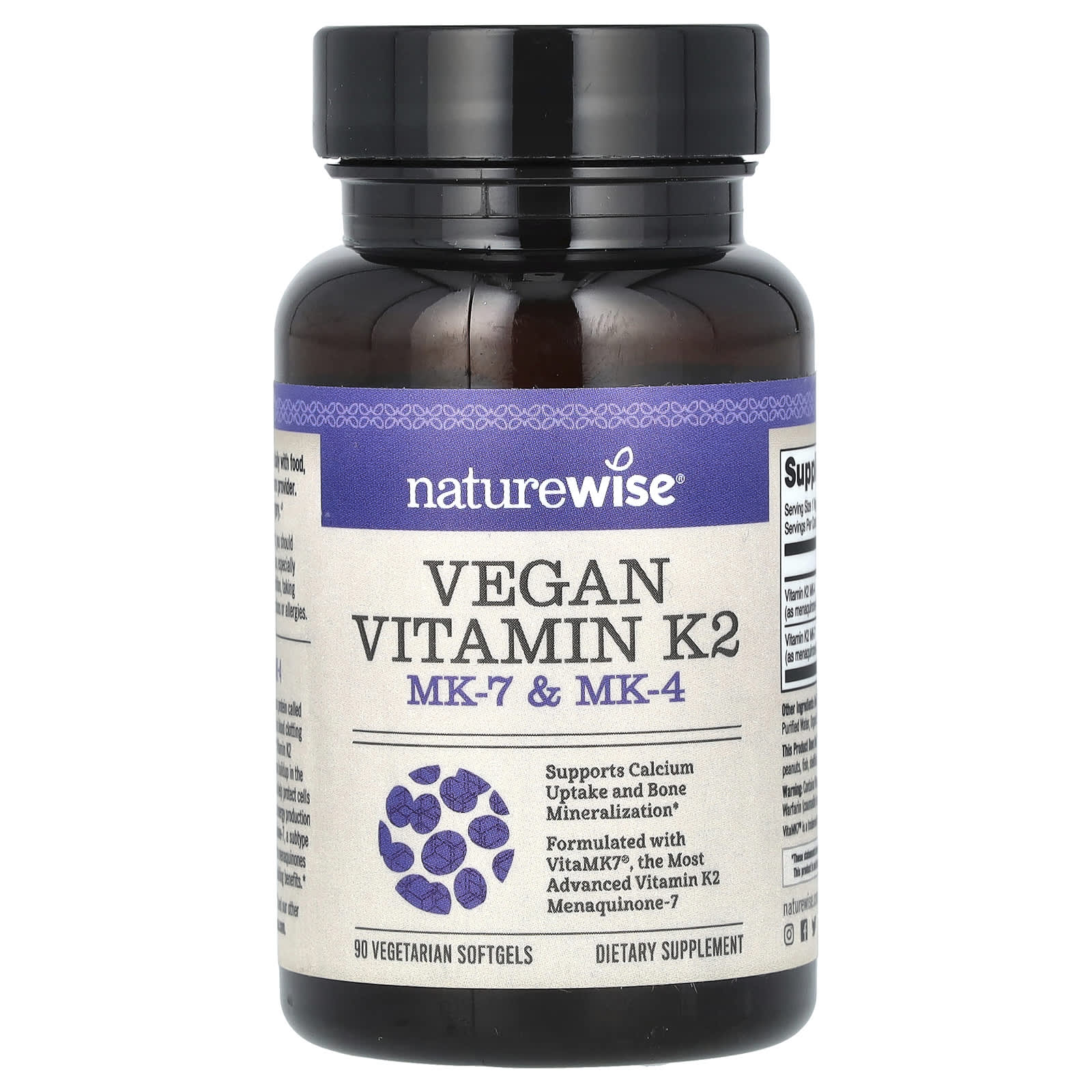 NatureWise, Vegan Vitamin K2, MK-7 & MK-4, 90 Vegetarian Softgels - Image 1