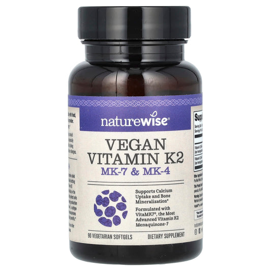 NatureWise, Vegan Vitamin K2, MK-7 & MK-4, 90 Vegetarian Softgels - Image 1