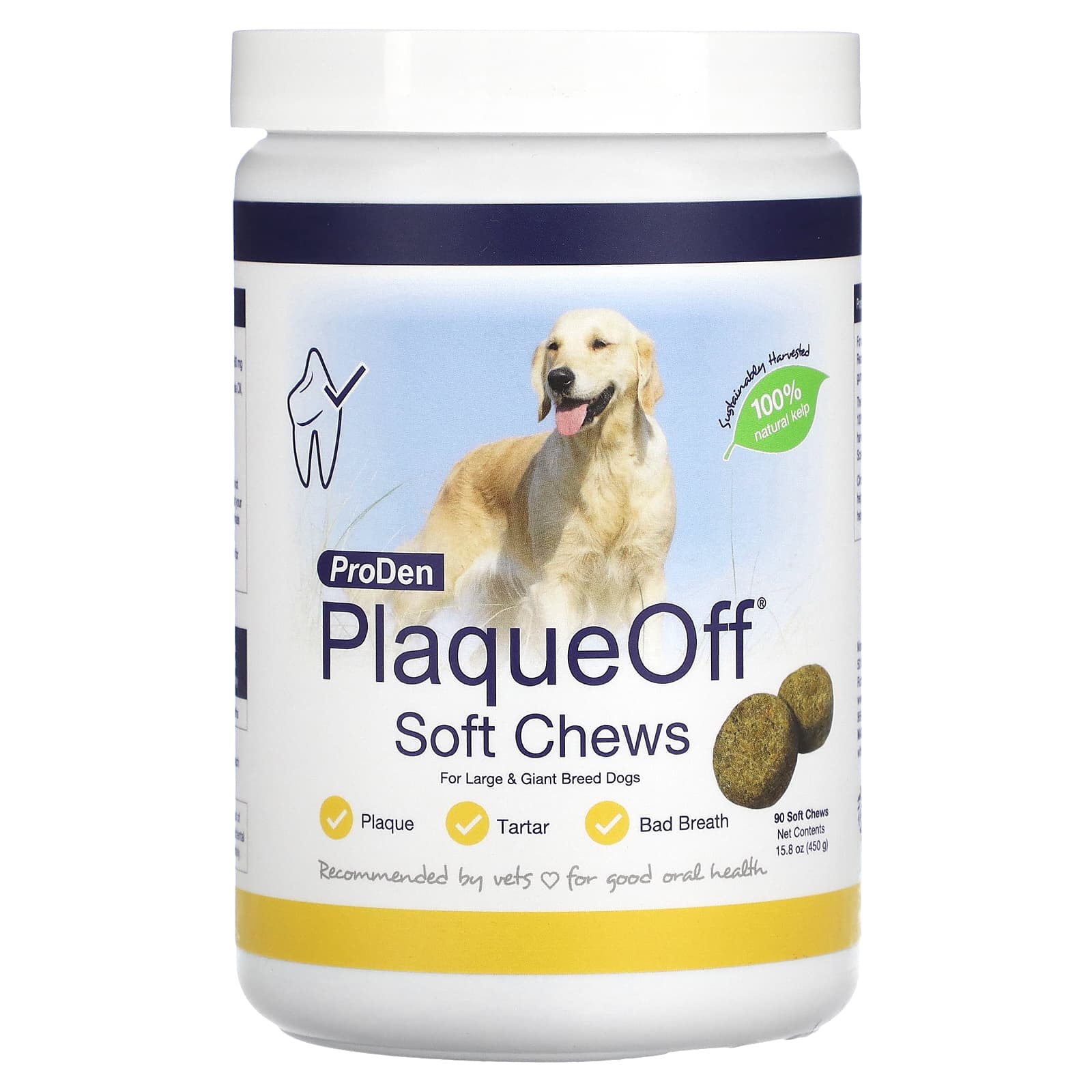 ProDen, PlaqueOff Soft Chews, For Large & Giant Breed Dogs, 90 Soft Chews, 15.8 oz (450 g) - Image 1