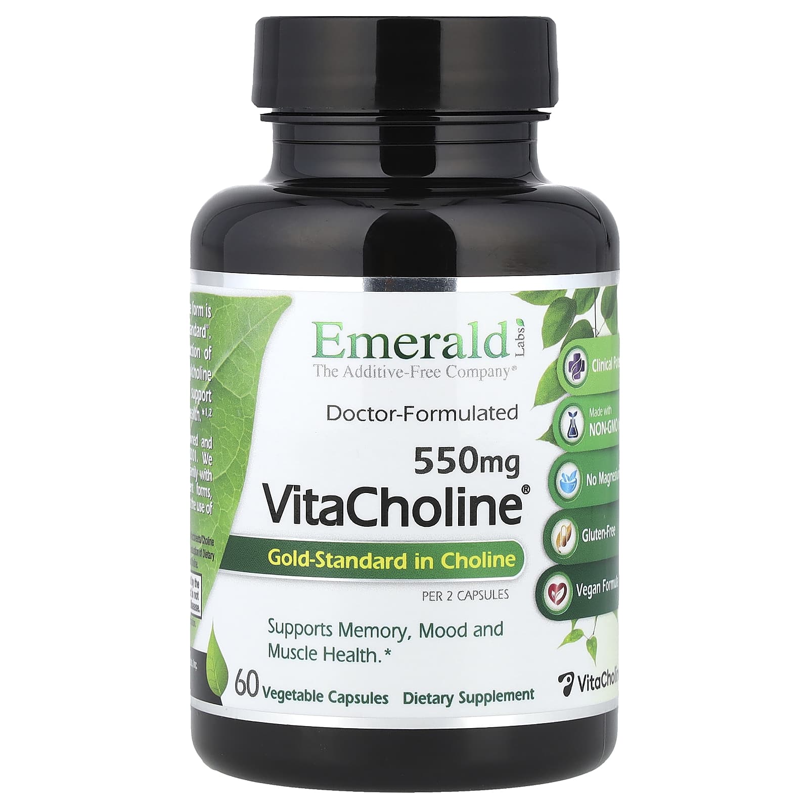 Emerald Laboratories VitaCholine 275mg Choline Supplement 60 Veg Capsules - Image 1