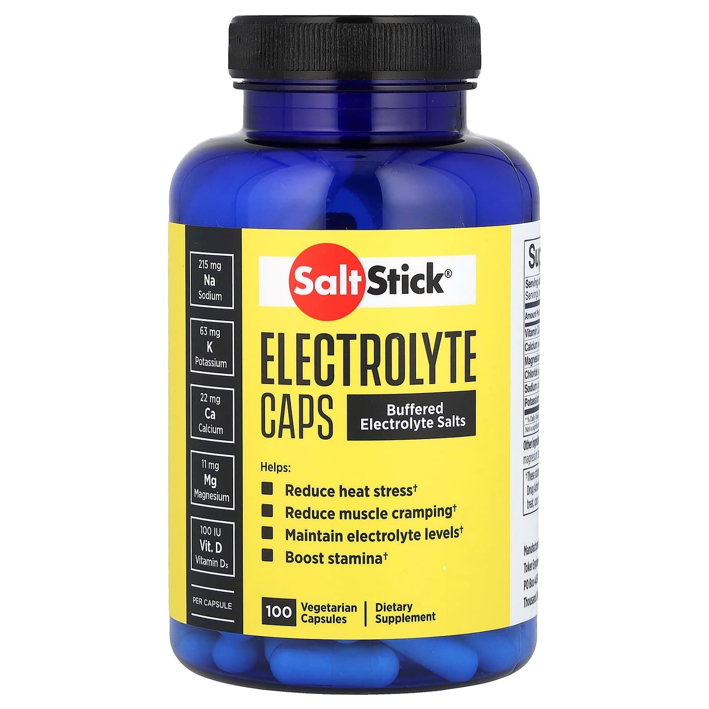 SaltStick, Electrolyte Caps, Buffered Electrolyte Salts , 100 Vegetarian Capsules - Image 1