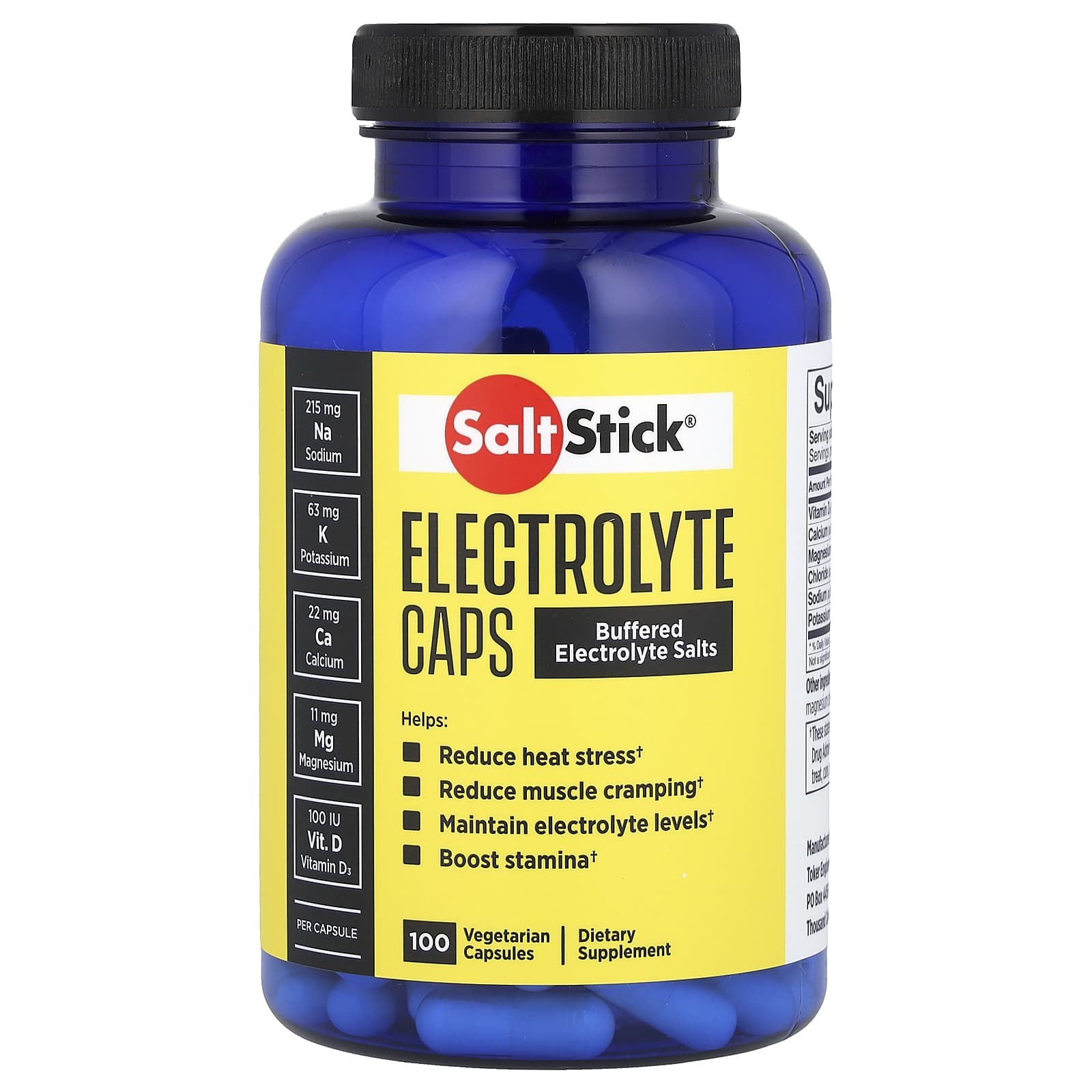SaltStick, Electrolyte Caps, Buffered Electrolyte Salts , 100 Vegetarian Capsules - Image 1