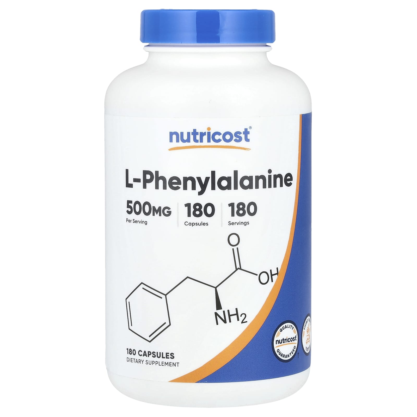 Nutricost, L-Phenylalanine, 500 mg, 180 Capsules - Image 1