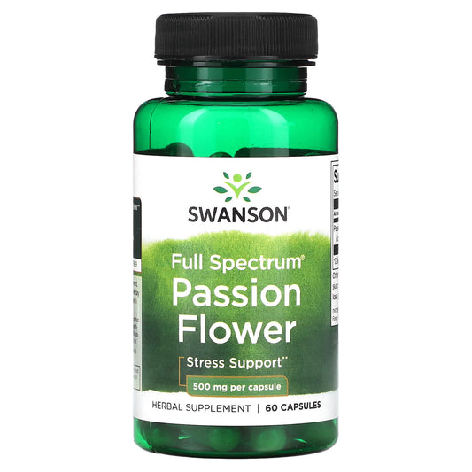 Swanson, Full Spectrum Passion Flower, 500 mg, 60 Capsules - Image 1