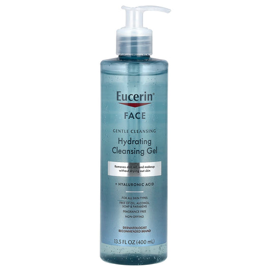 Eucerin Hydrating Face Cleansing Gel, Fragrance Free, 13.5 oz - Image 1