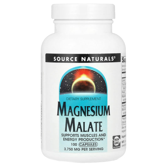 Source Naturals, Magnesium Malate, 100 Capsules - Image 1