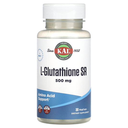 KAL L-Glutathione 500mg Supplement, 30 VegCaps, Daily Detox Support - Image 1