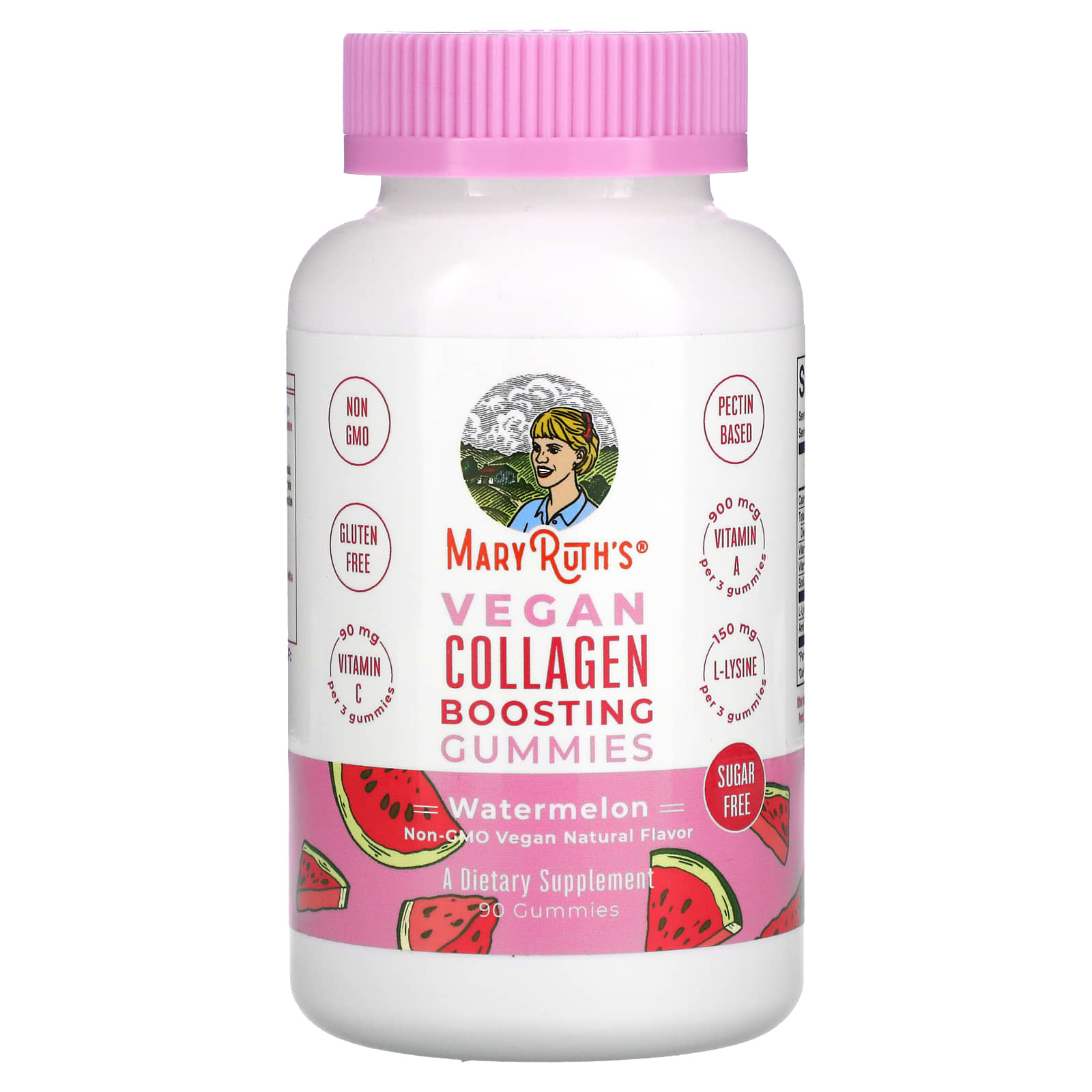 MaryRuth's, Vegan Collagen Boosting Gummies, Watermelon, 90 Gummies - Image 1