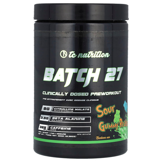 TC Nutrition, Batch 27, Clinically Dosed Preworkout, Sour Gummy Bears, 12.35 oz (350 g) - Image 1