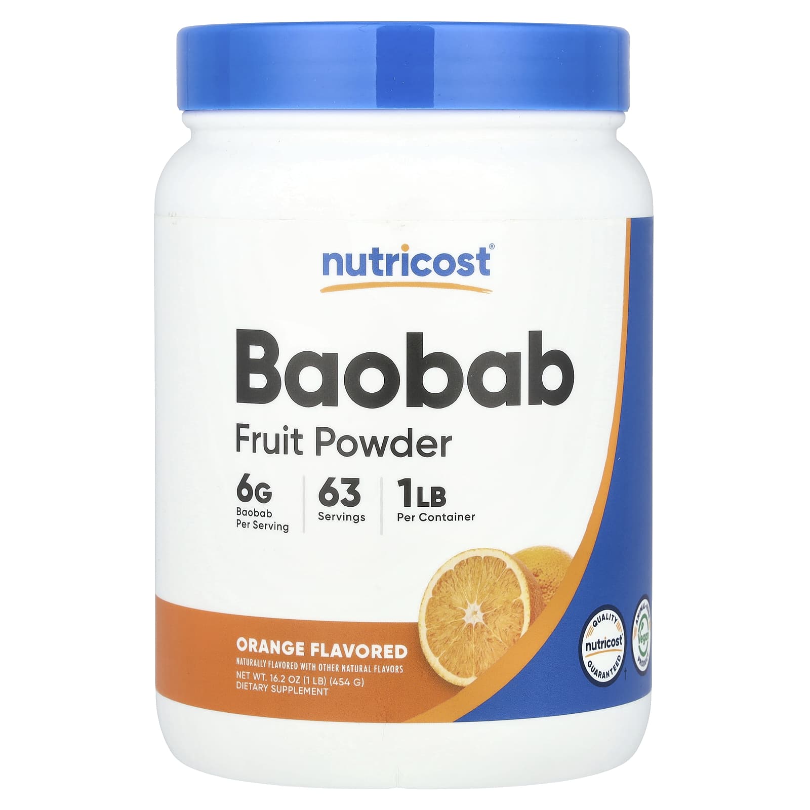 Nutricost, Baobab Fruit Powder, Orange, 1 lb (454 g) - Image 1