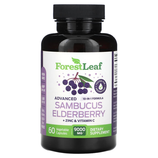 Advanced Sambucus Elderberry Supplement with Zinc & Vitamin C - 9,000 mg - 60 Capsules - Image 1
