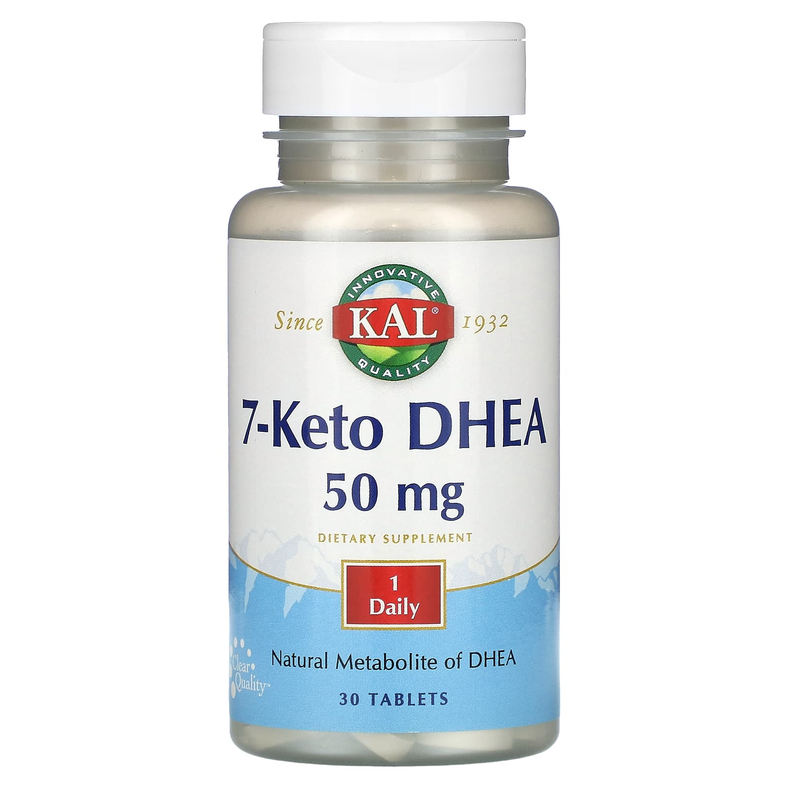 KAL 7-Keto DHEA Supplement, 50mg, 30 Tablets for Metabolism Support - Image 1