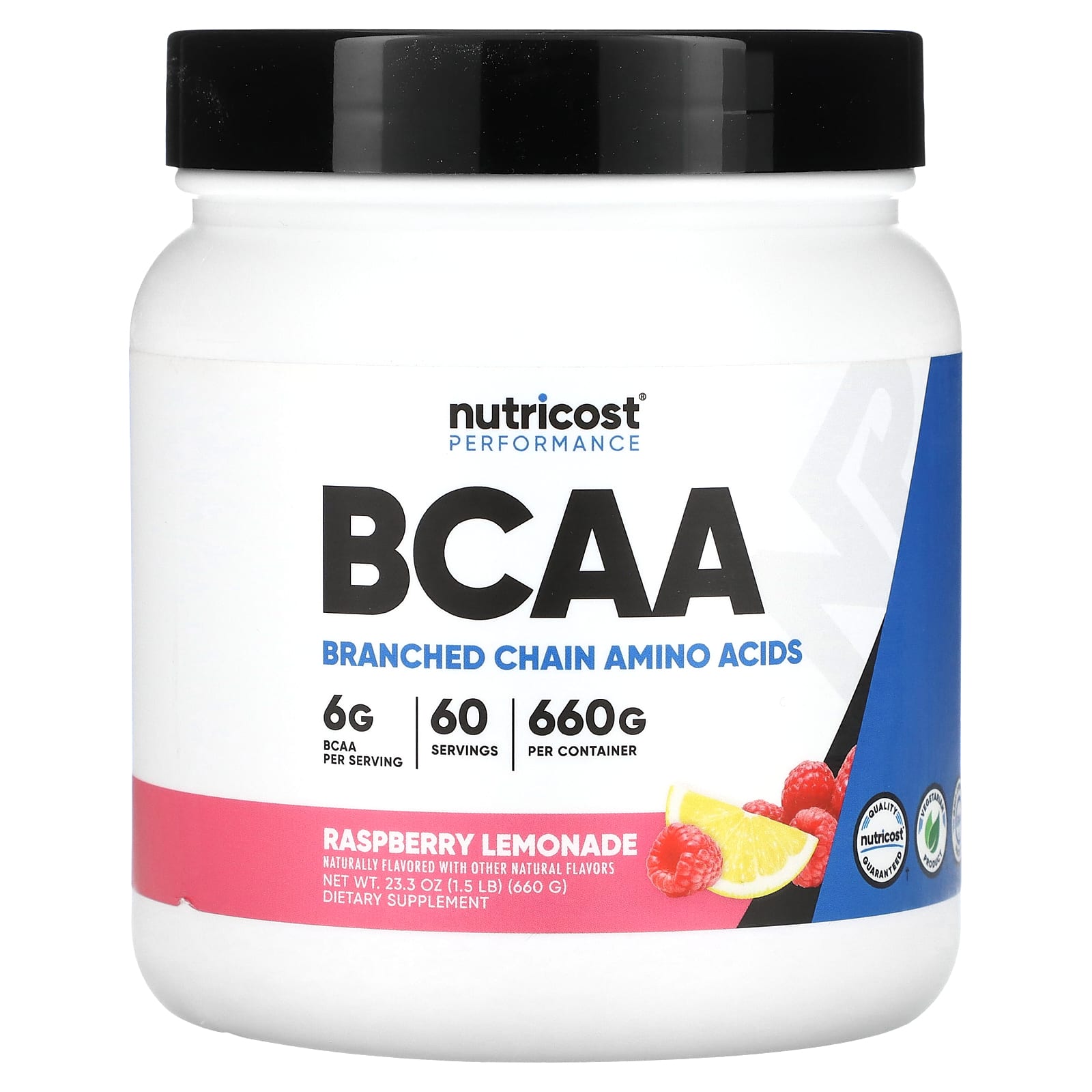 Nutricost, Performance, BCAA, Raspberry Lemonade, 1.5 lb (660 g) - Image 1