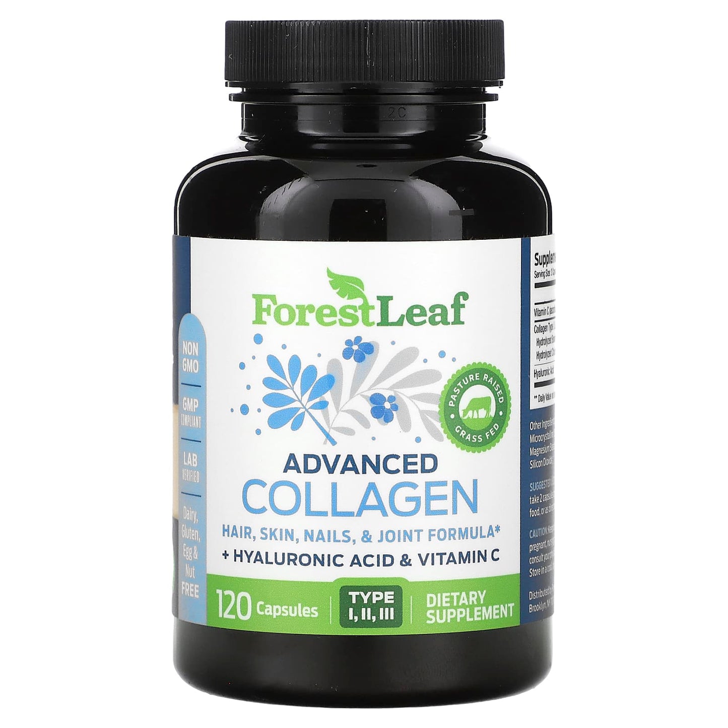 Forest Leaf Advanced Collagen Support, 120 Capsules, Natural Hair, Skin & Joint Formula - Image 1