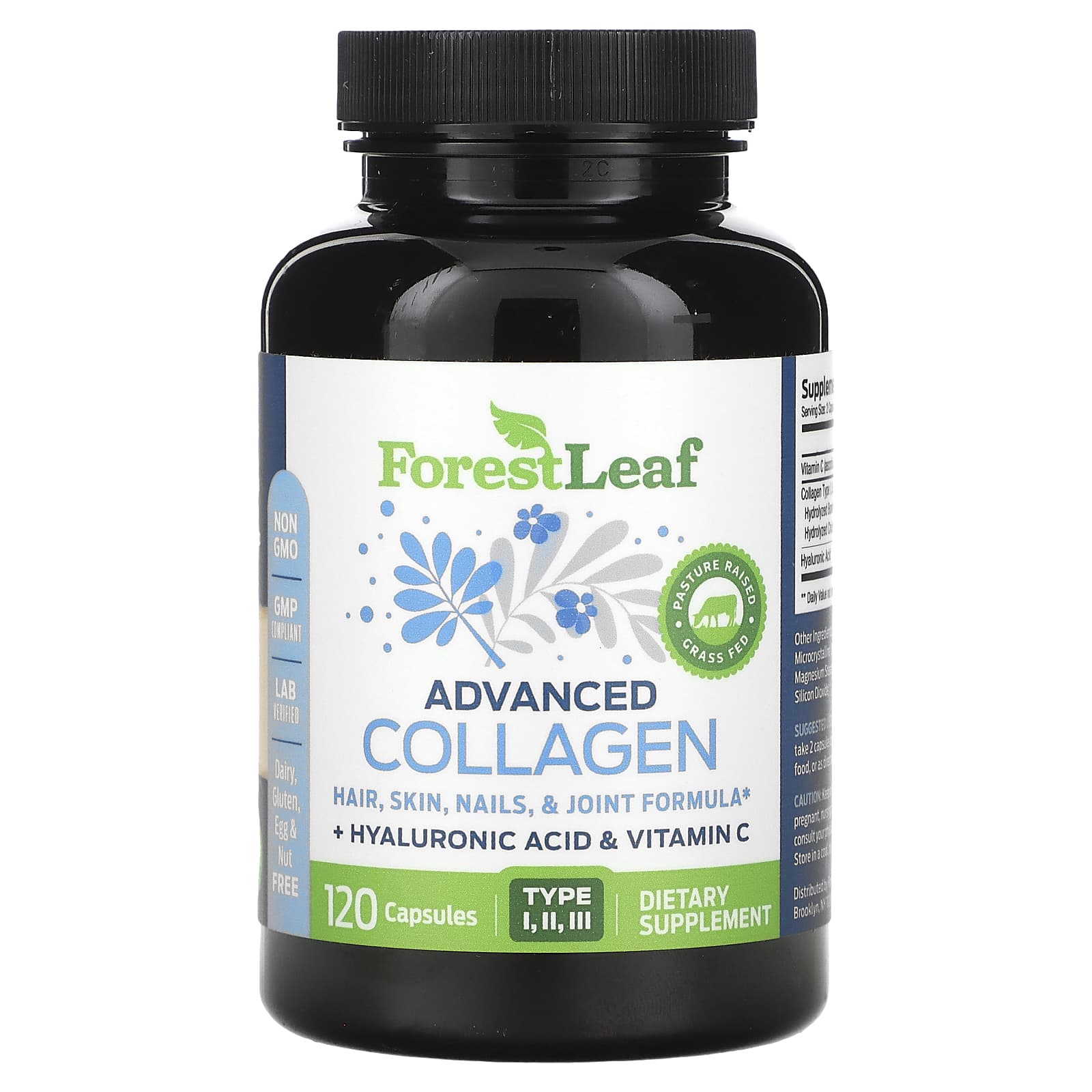 Forest Leaf Advanced Collagen Support, 120 Capsules, Natural Hair, Skin & Joint Formula - Image 1