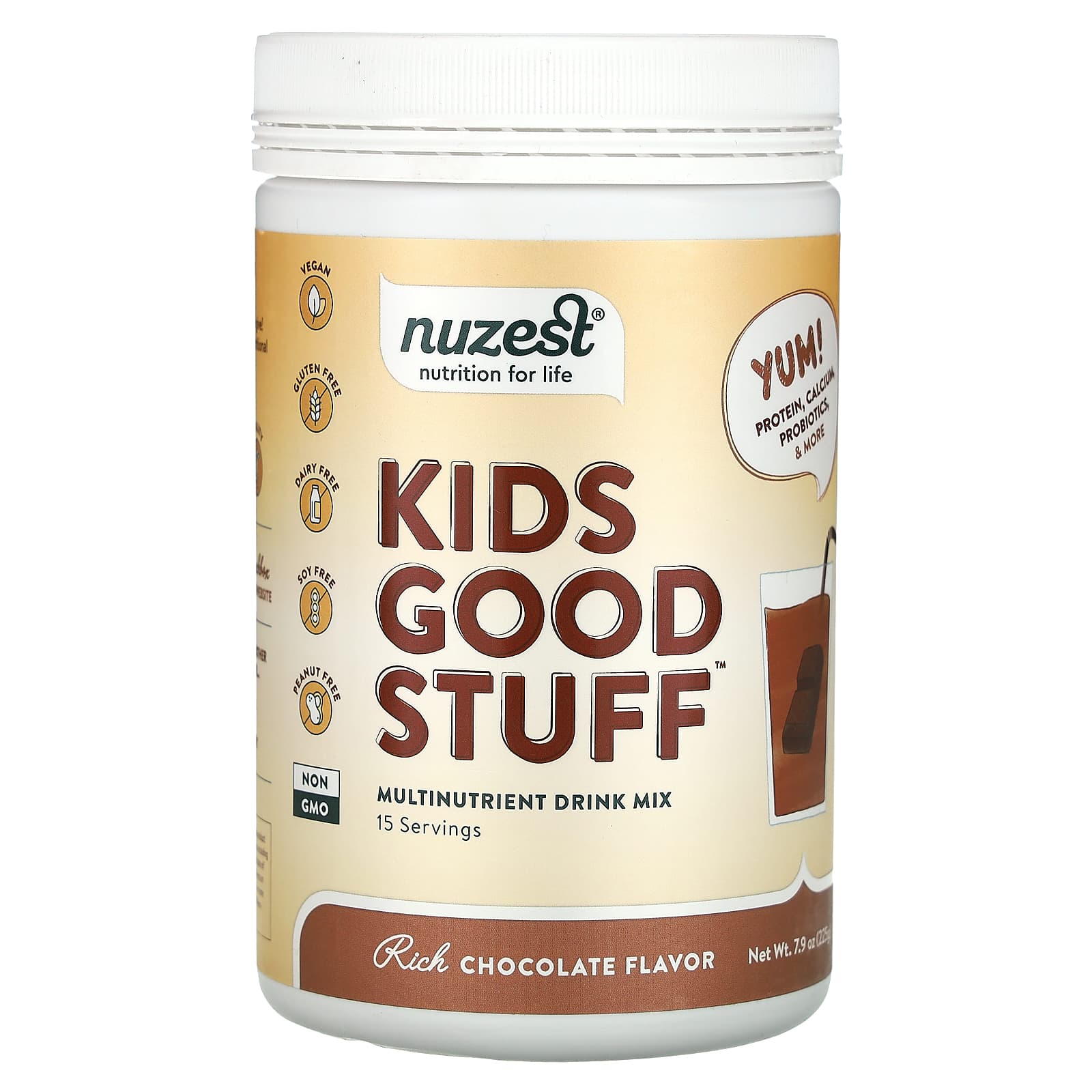 Nuzest, Kids Good Stuff, Multinutrient Drink Mix, Rich Chocolate, 7.9 oz (225 g) - Image 1