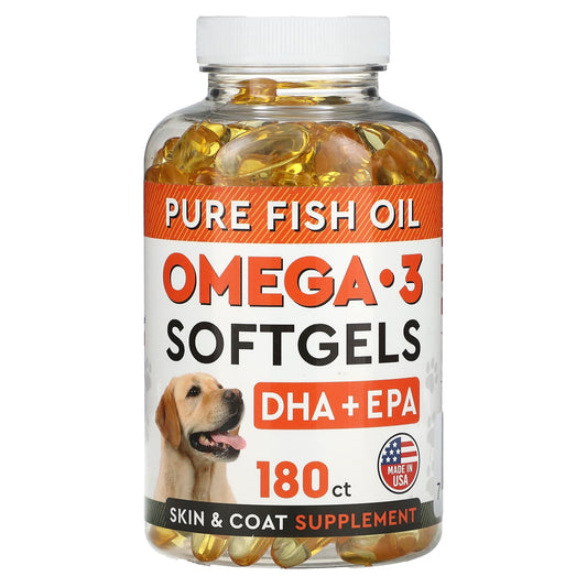 StrellaLab, Pure Fish Oil, Omega-3 Softgels, For Dogs, 180 Softgels - Image 1