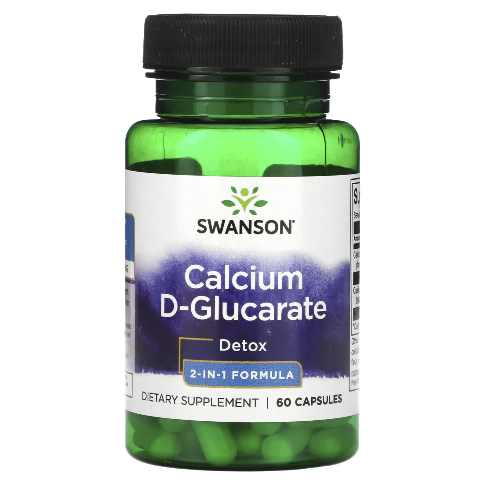 Swanson, Calcium D-Glucarate, Detox, 2-In-1 Formula, 60 Capsules - Image 1