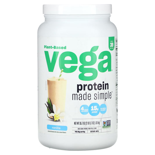 Vega, Plant-Based Protein Made Simple, Vanilla, 2 lbs (3.7 oz) - Image 1
