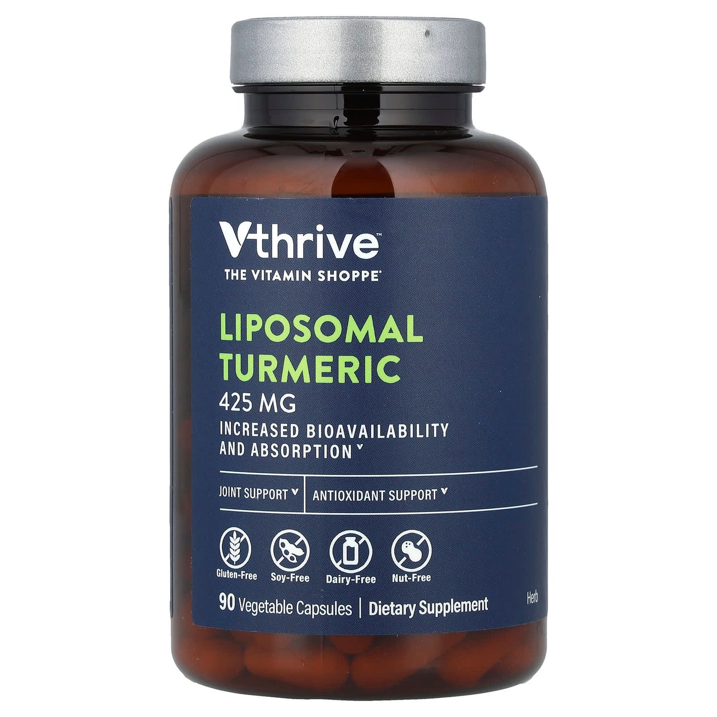 Vthrive, Liposomal Turmeric , 425 mg , 90 Vegetable Capsules - Image 1