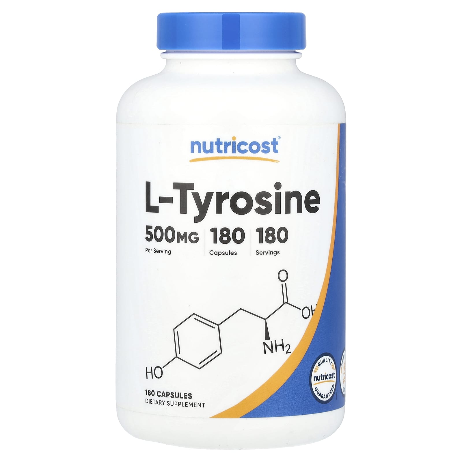 Nutricost, L-Tyrosine, 500 mg, 180 Capsules - Image 1
