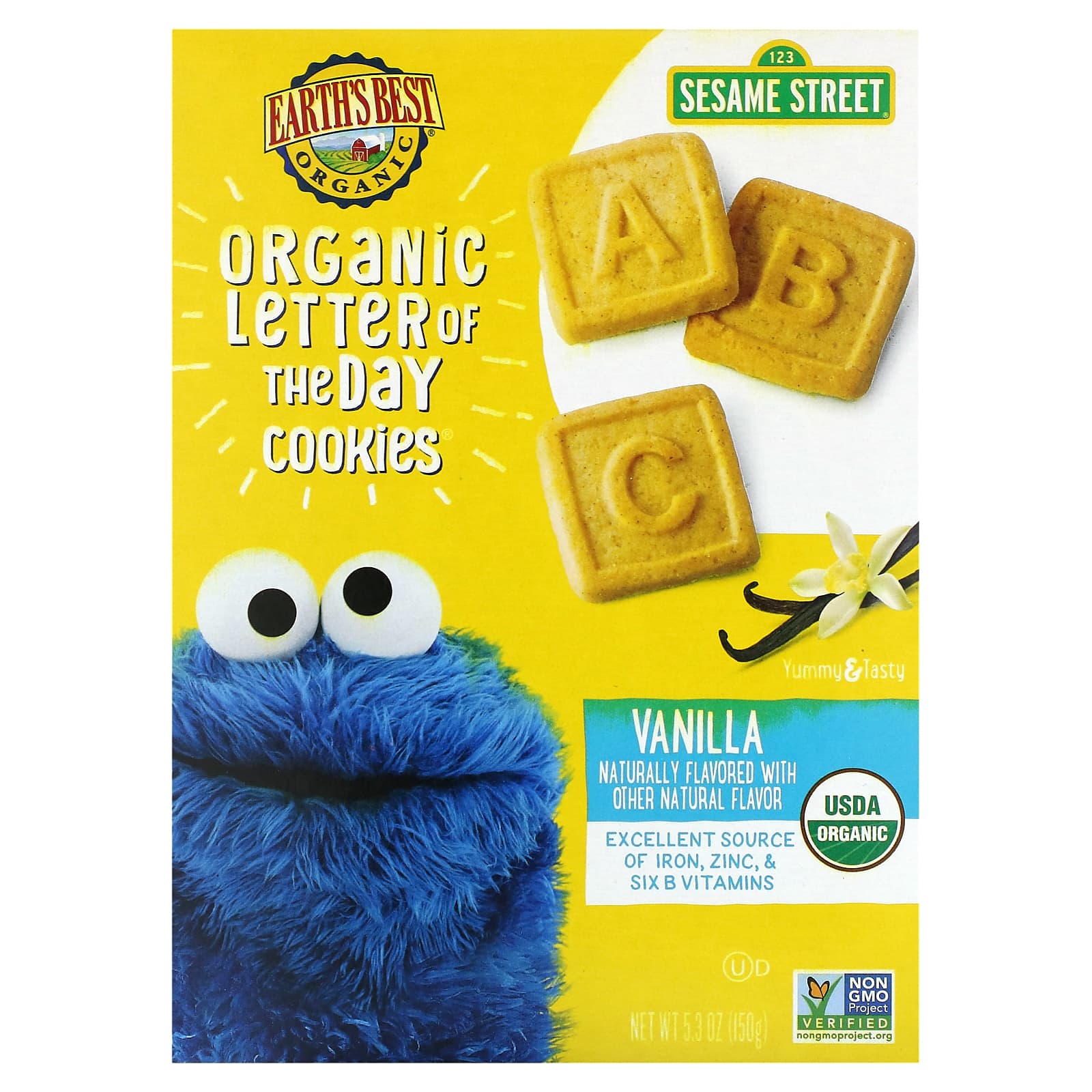 Organic Kids' Vanilla Letter of the Day Cookies, USDA Certified, 5.3 oz - Image 1