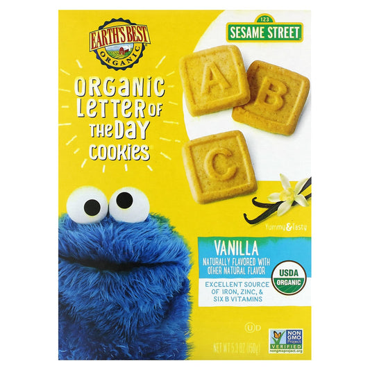 Organic Kids' Vanilla Letter of the Day Cookies, USDA Certified, 5.3 oz - Image 1
