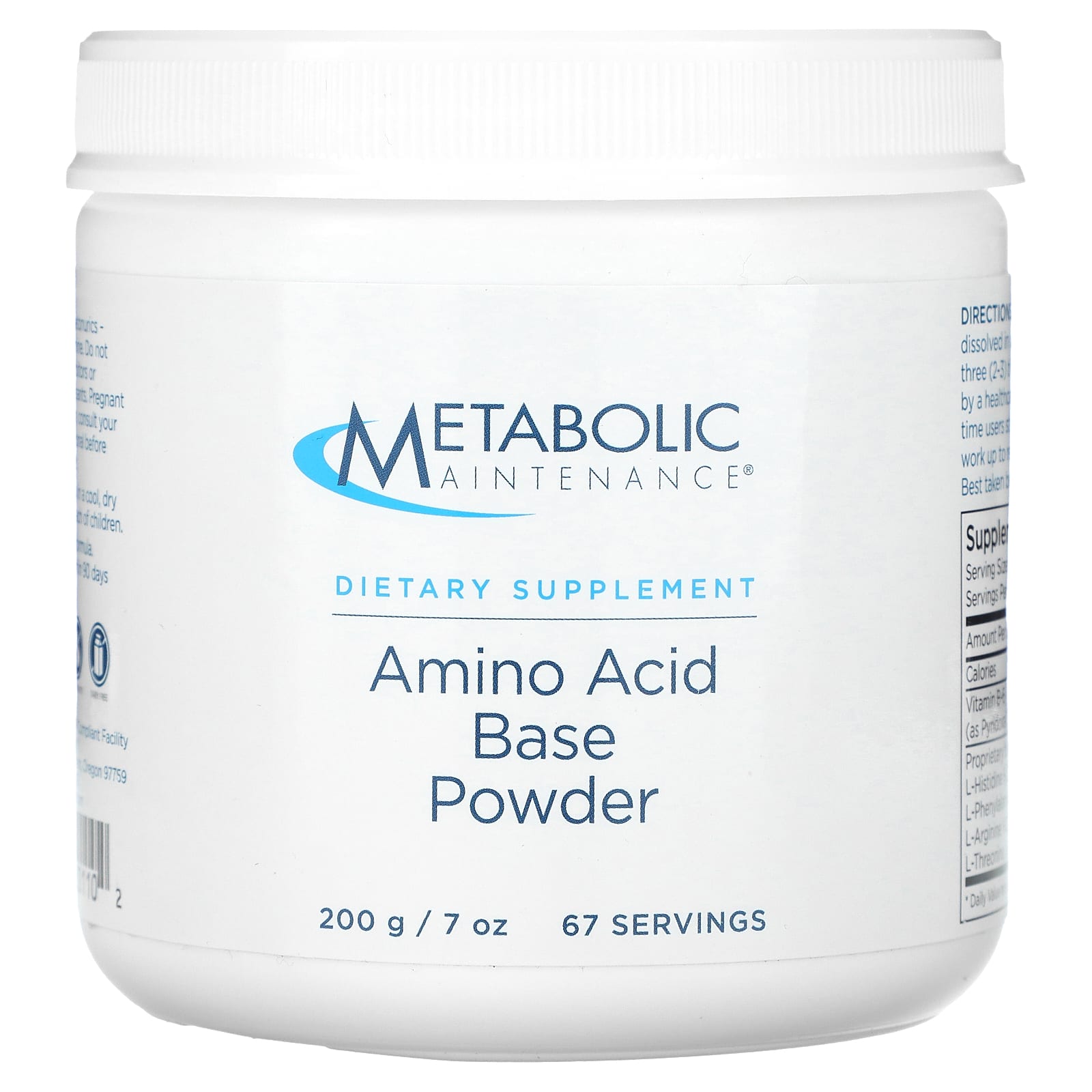 Metabolic Maintenance, Amino Acid Base Powder, 7 oz (200 g) - Image 1