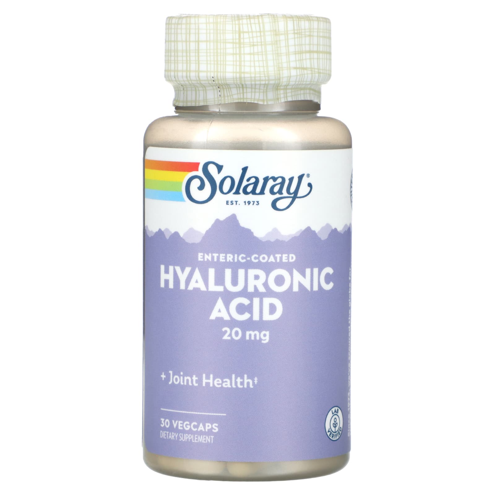 Solaray, Enteric-Coated Hyaluronic Acid, 20 mg, 30 VegCaps - Image 1