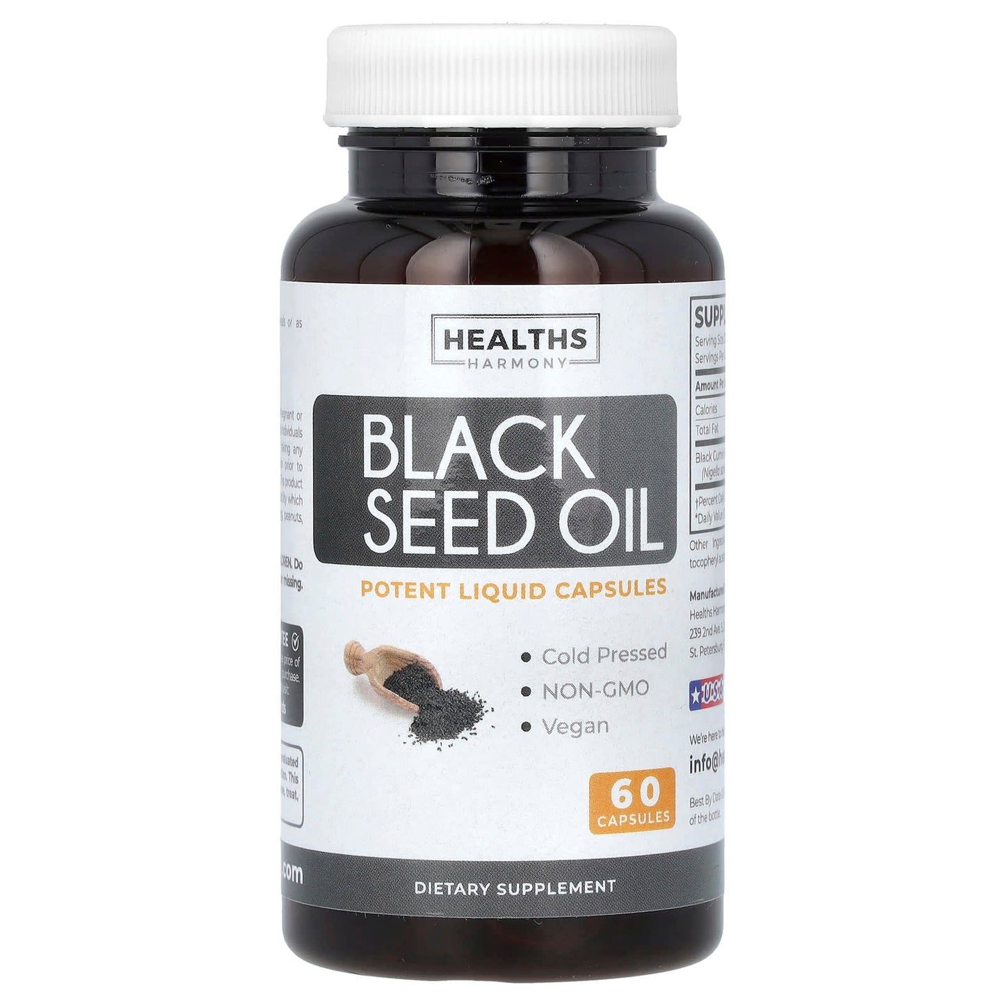 Black Seed Oil Capsules by Healths Harmony - 60 Capsules (500mg) - Image 1