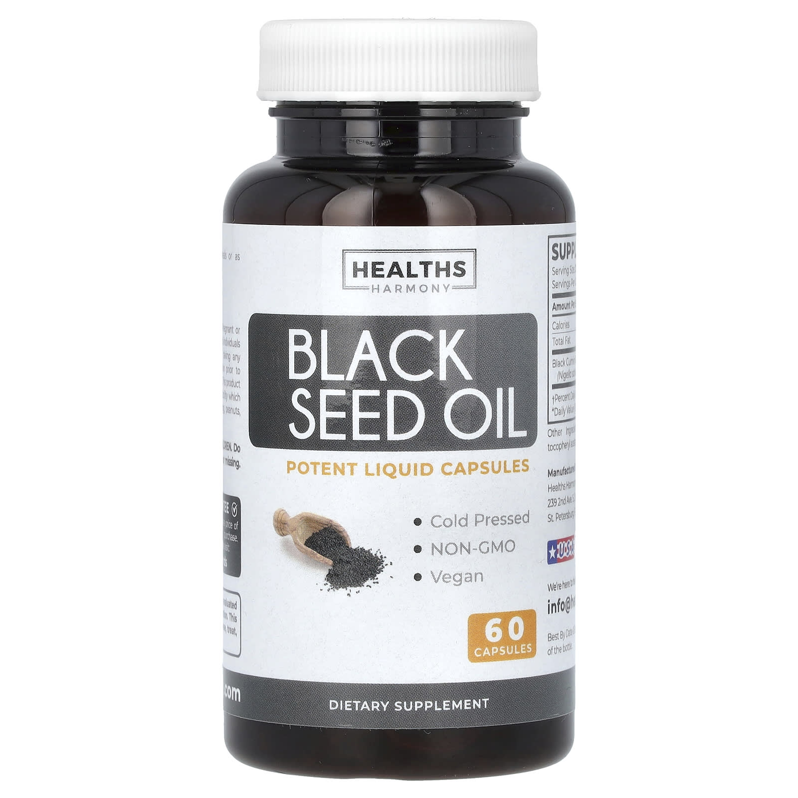 Black Seed Oil Capsules by Healths Harmony - 60 Capsules (500mg) - Image 1