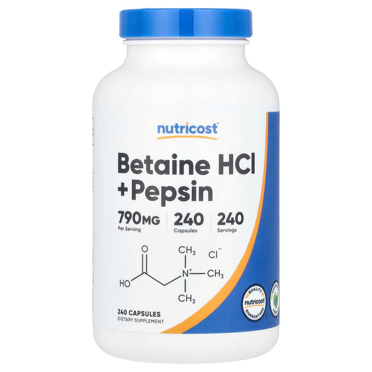 Nutricost, Betaine HCl + Pepsin, 240 Capsules - Image 1